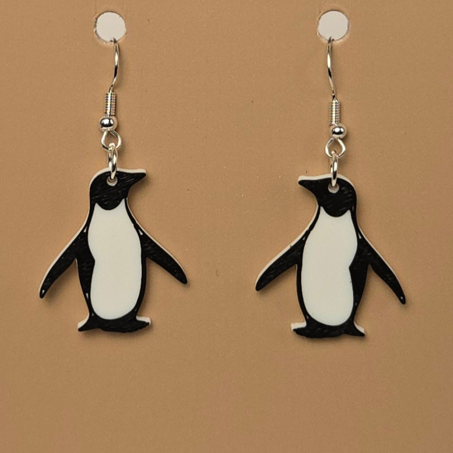 Boucle d'oreille en forme de Pingouin avec crochets hypoallergéniques sans nickel